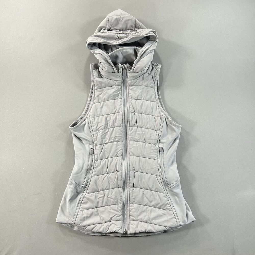 Women's Gray Quilted Hooded Vest